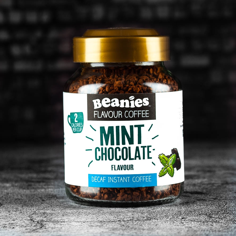 beanies mint chocolate decaf coffee 2 calories per cup