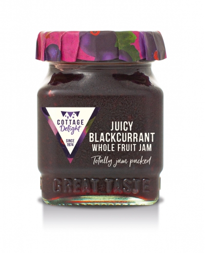 cottage delight juicy blackcurrant whole fruit jam 113g 