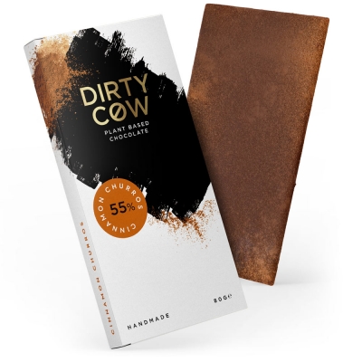 dirty cow cinnamon churros chocolate dairy free and vegan 80g