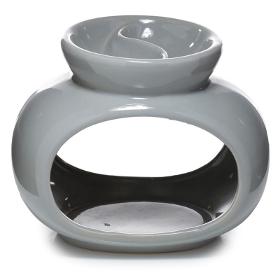 grey ceramic oval double dish oil and wax burner